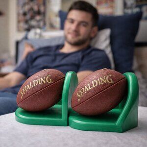 Spalding Football Bookends Decor Set | Mini Football Shelf Bookend | 2 Available